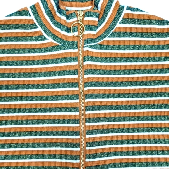 Simons Icône women's 90s striped zipped mock neck top size M - Picture 7 of 8